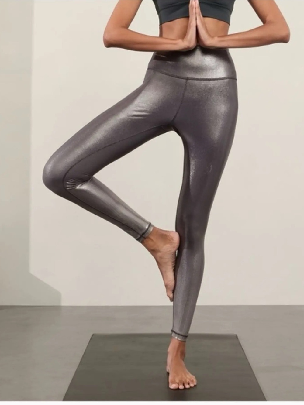 NWT Athleta Elation Metallic Shine Leggings Tights  Large Shimmer Yoga Lar